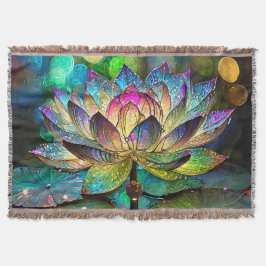 Stained Glass Vibrant Lotus Flower Decke
