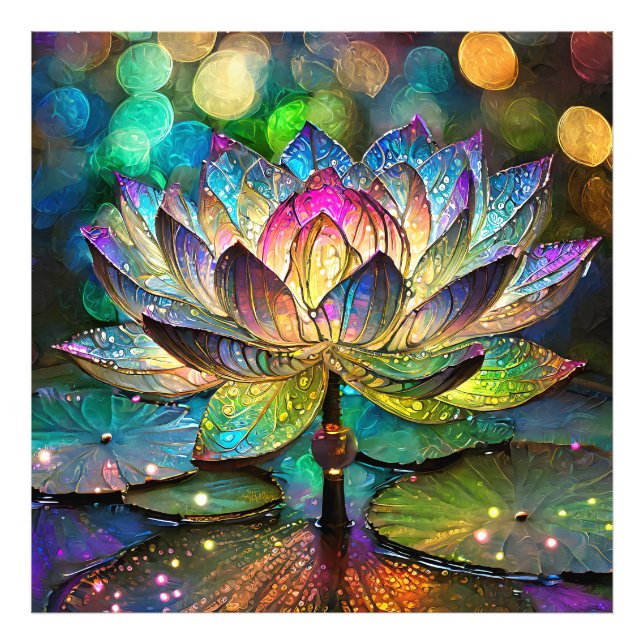 Stained Glass Vibrant Lotus Flower Fotodruck (Vorne)