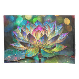 Stained Glass Vibrant Lotus Flower Kissenbezug