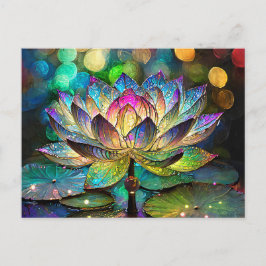 Stained Glass Vibrant Lotus Flower Postkarte
