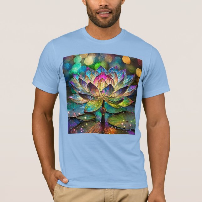 Stained Glass Vibrant Lotus Flower T-Shirt (Vorderseite)