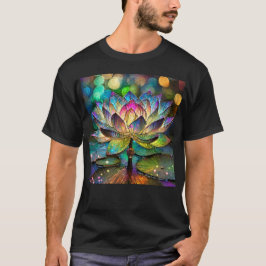 Stained Glass Vibrant Lotus Flower T-Shirt