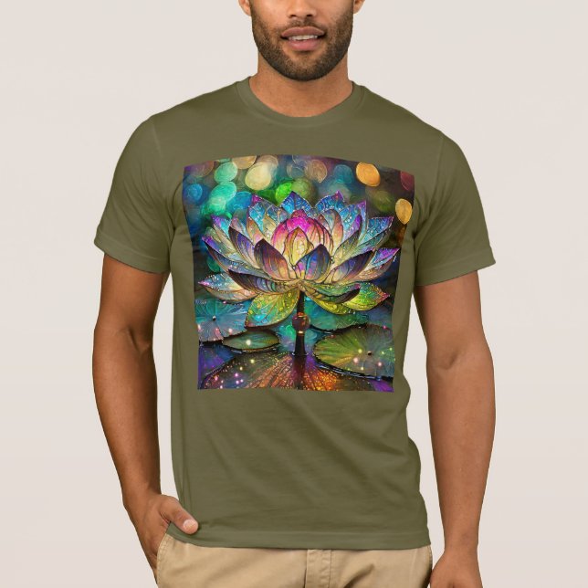 Stained Glass Vibrant Lotus Flower T-Shirt (Vorderseite)