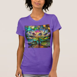 Stained Glass Vibrant Lotus Flower T-Shirt