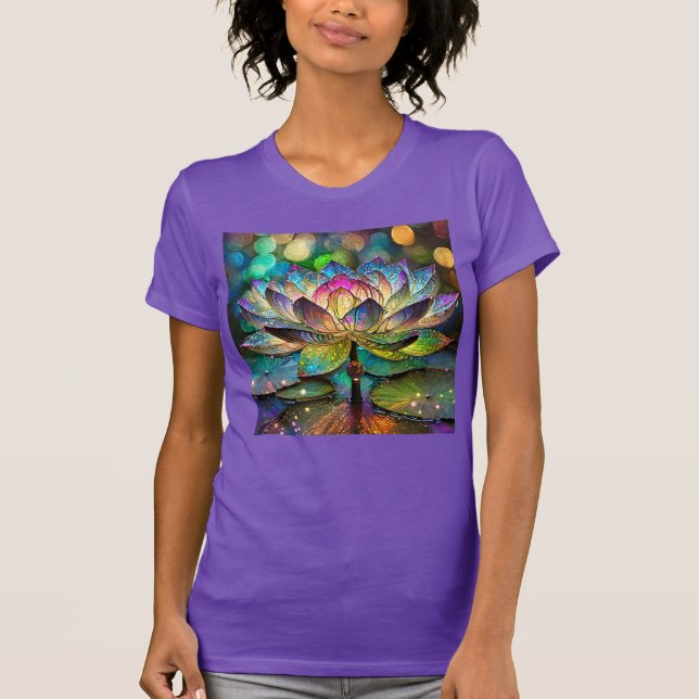 Stained Glass Vibrant Lotus Flower T-Shirt (Vorderseite)