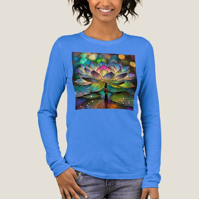 Stained Glass Vibrant Lotus Flower Tri-Blend Shirt (Vorderseite)