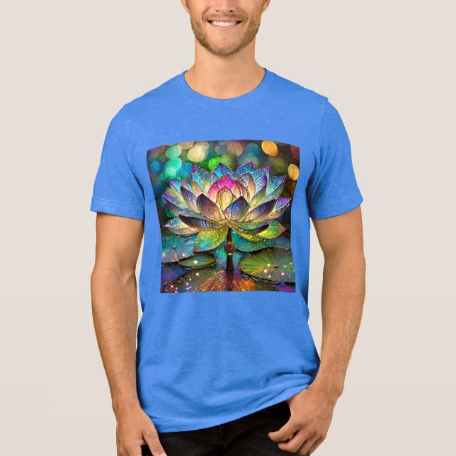Stained Glass Vibrant Lotus Flower Tri-Blend Shirt (Vorderseite)