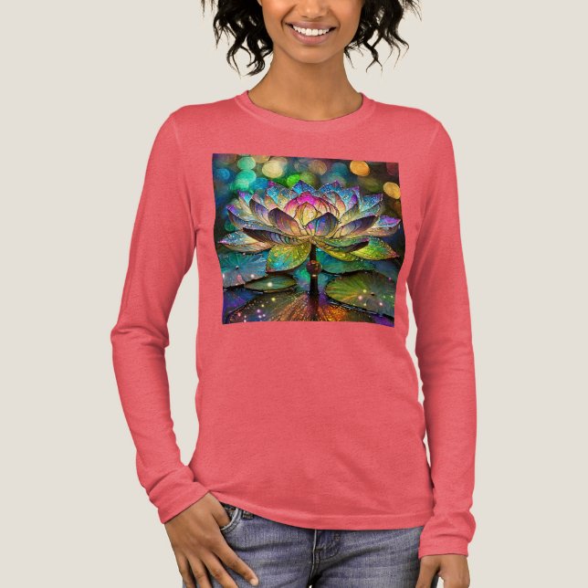 Stained Glass Vibrant Lotus Flower Tri-Blend Shirt (Vorderseite)