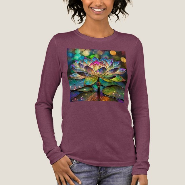 Stained Glass Vibrant Lotus Flower Tri-Blend Shirt (Vorderseite)