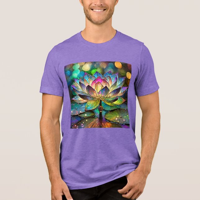 Stained Glass Vibrant Lotus Flower Tri-Blend Shirt (Vorderseite)