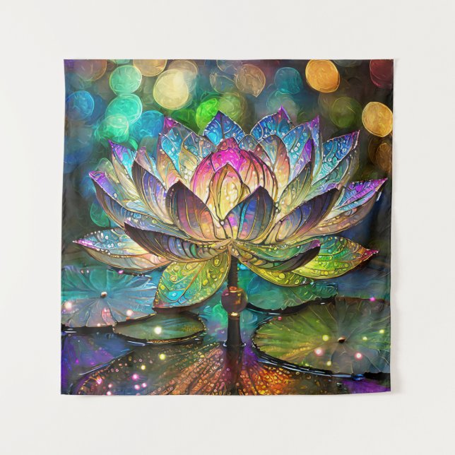 Stained Glass Vibrant Lotus Flower Wandteppich (Vorderseite)