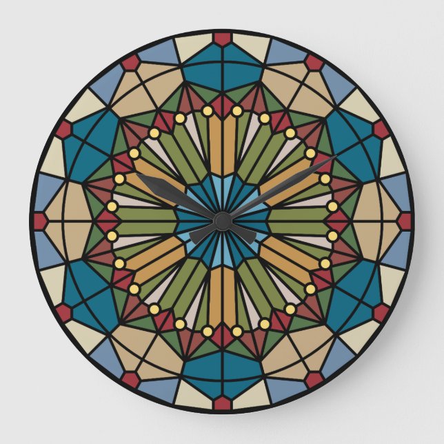 Stained Glass Wall Clock Große Wanduhr (Vorderseite)