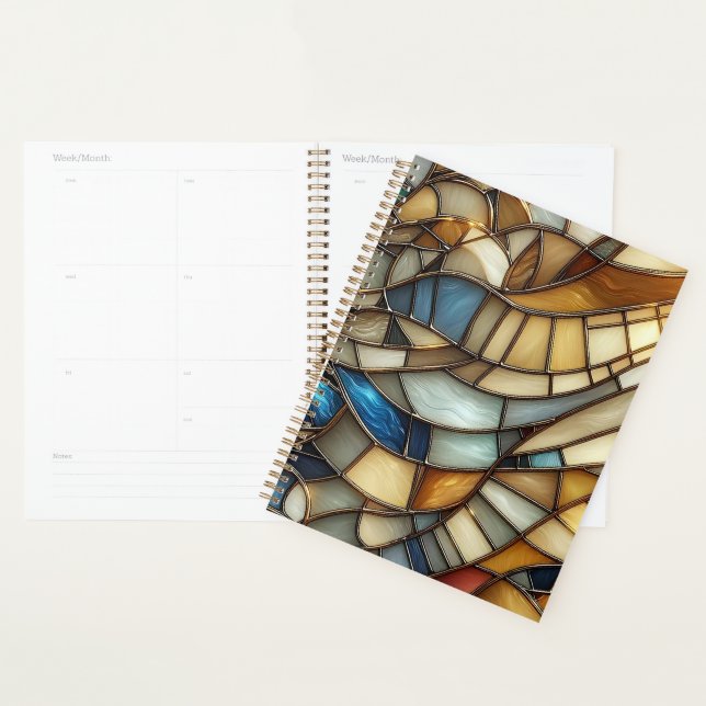 Stained Glass Waves Spiral Notebook Planer (Anzeige)