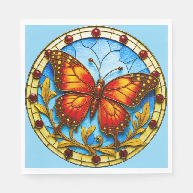 Stained glass window butterfly serviette (Vorderseite)
