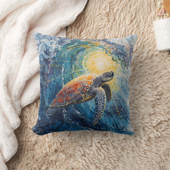 Stained Sea Turtle Kissen (Decke)