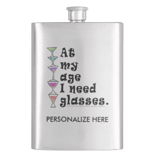 Stainless COCKTAIL FLASK, in meinem Alter brauche  Flachmann