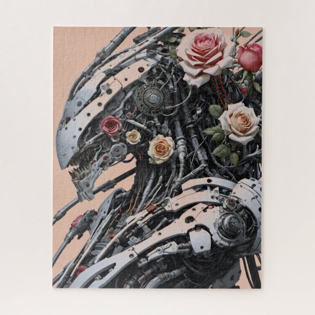 Stainless Steal Alien Robot and Rose Puzzle (Vertikal)