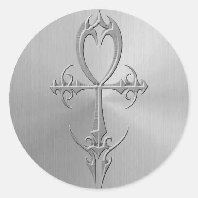 Stainless Steel Gothic Ankh Runder Aufkleber (Vorderseite)