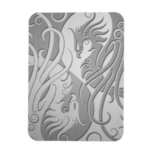 Stainless Steel Look Yang Phoenix Magnet