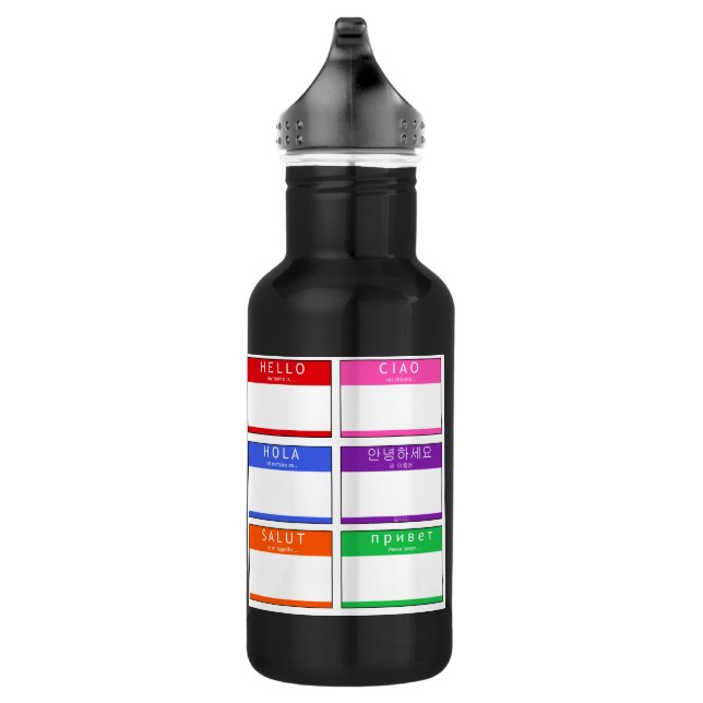 Stainless Steel Water Bottle Hello My Name Is Edelstahlflasche (Rechts)