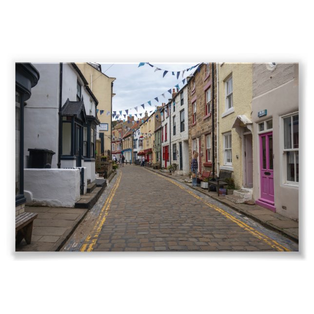 Staithes High Street Cobbled Road Fotodruck (Vorne)