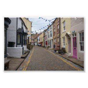 Staithes High Street gepflasterte Straße Fotodruck