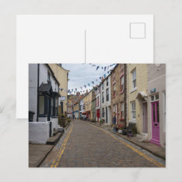 Staithes High Street Kopfsteinpflasterstraße Postkarte