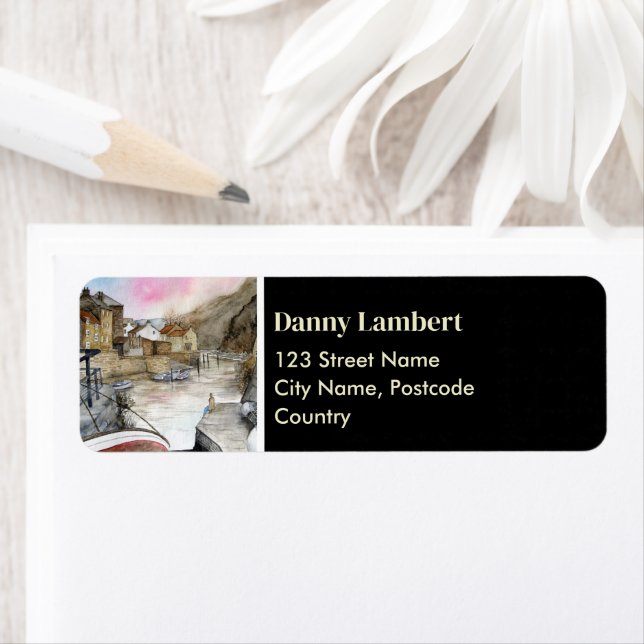 Staithes North England Watercolor Zuhause Address (Insitu)