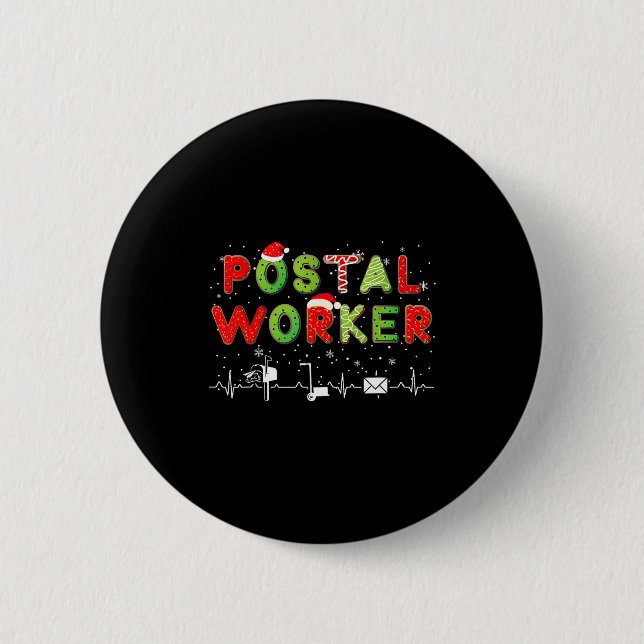 Stal Worker Mail Lady Christmas Mail Carrier St Of Button (Vorderseite)