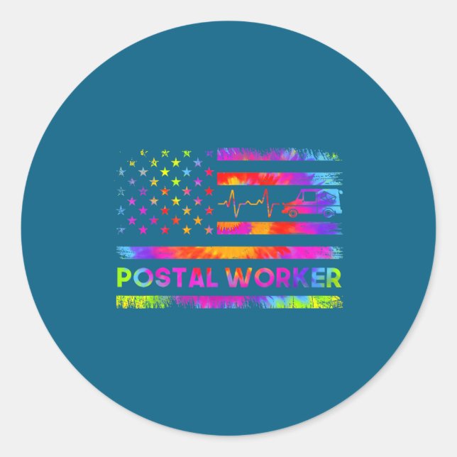 Stal Worker Tie Dye Proud Mail Carrier Mail Lady P Runder Aufkleber (Vorderseite)