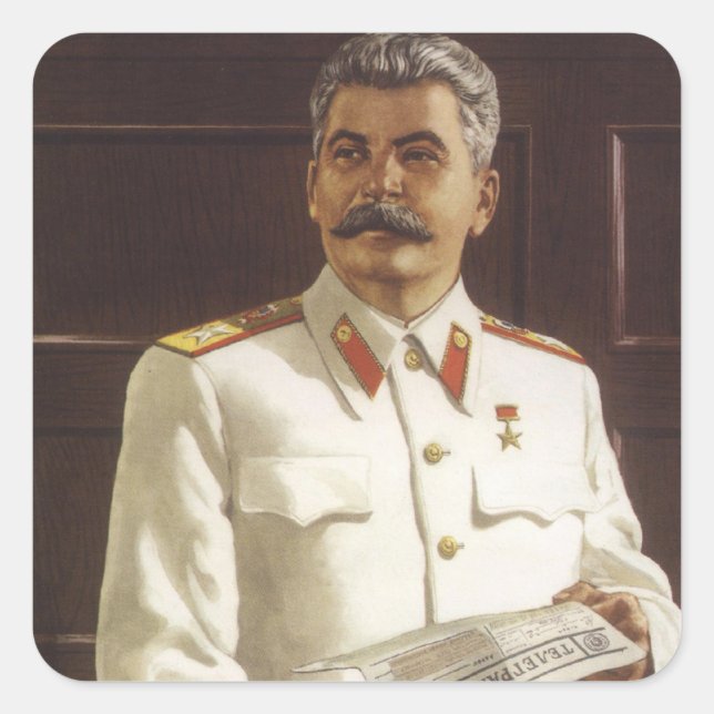 Stalin Quadratischer Aufkleber (Vorderseite)