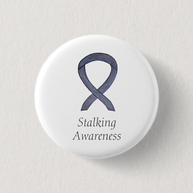 Stalingbewusstsein Silver Ribbon Art Custom Button (Vorderseite)
