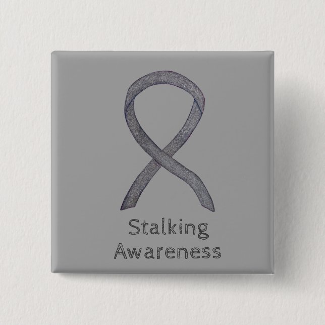Stalingbewusstsein Silver Ribbon Art Custom Button (Vorderseite)