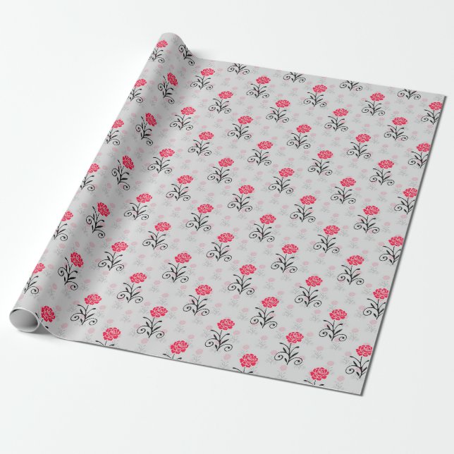 Stalk-Illustrationsdesign für rote Blume Geschenkpapier (Ungerollt)