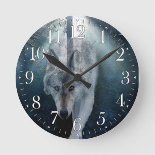 Stalking Grau Wolf Wildlife Art Clock Runde Wanduhr