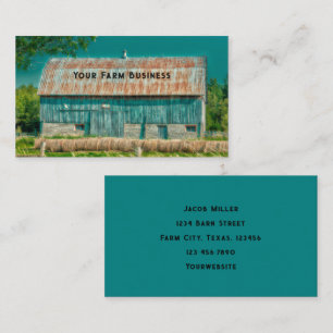 Stall Aquamarin Vintag Land Rustikale Landwirtscha Visitenkarte