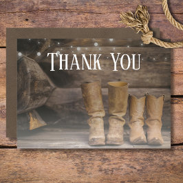 Stall & Boots Rustikaler Cowboy Western Hochzeit Dankeskarte