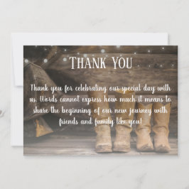 Stall & Boots Rustikaler Cowboy Western Hochzeit Dankeskarte