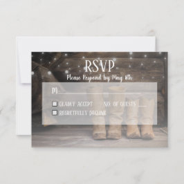 Stall & Boots Rustikaler Cowboy Western Hochzeit RSVP Karte
