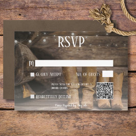 Stall & Boots Rustikaler Cowboy Western Hochzeitss RSVP Karte