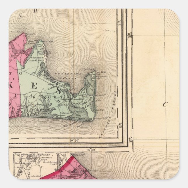 Stall, Herzöge, Nantucket-Landkreise Quadratischer Aufkleber (Vorderseite)