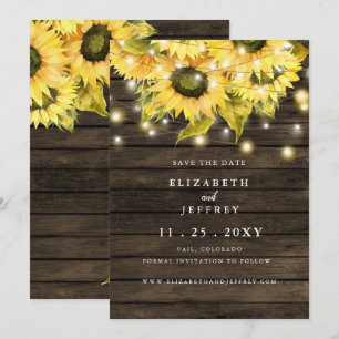 Stall Holz String Lights Sonnenblumen Save the Dat Ankündigung