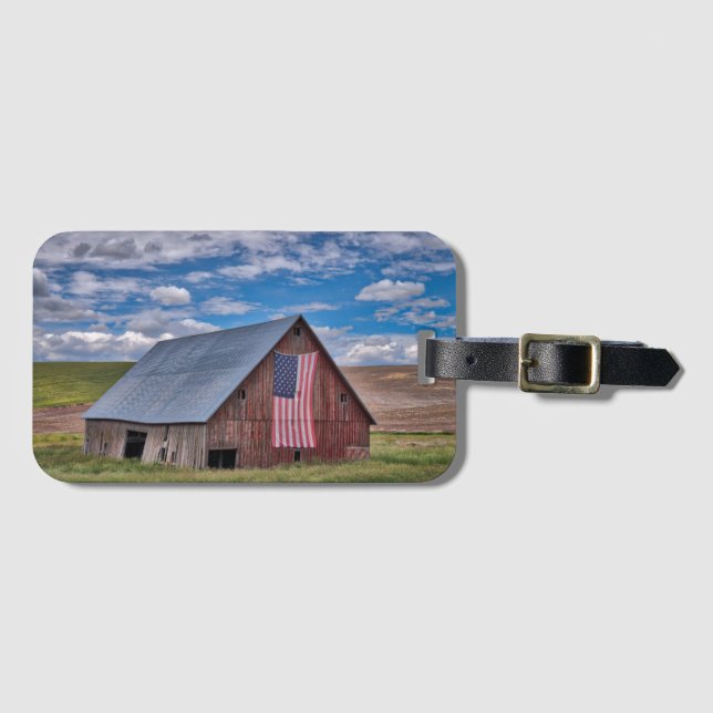 Stall mit amerikanischer Flagge| Colfax, Washingto Gepäckanhänger (Vorderseite (Horizontal))