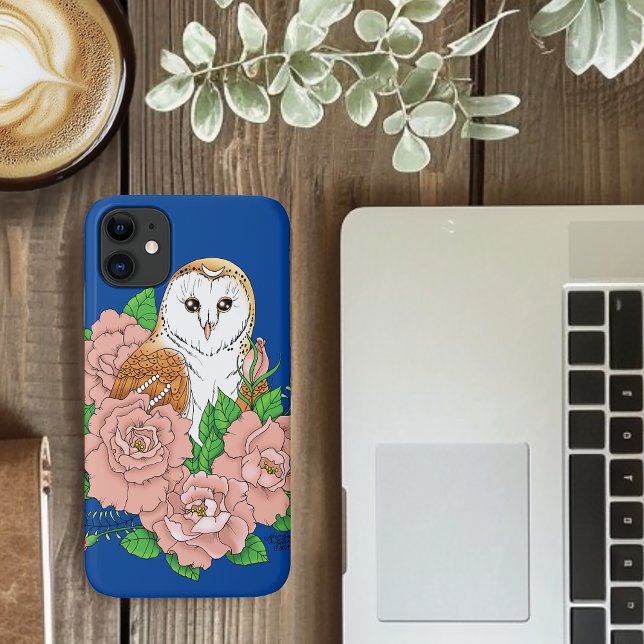 Stall Owl Pink Blume Blau Case-Mate iPhone Hülle (Von Creator hochgeladen)