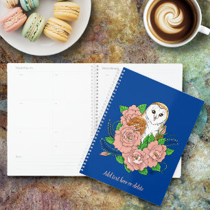 Stall Owl Pink Blume Blau Planer