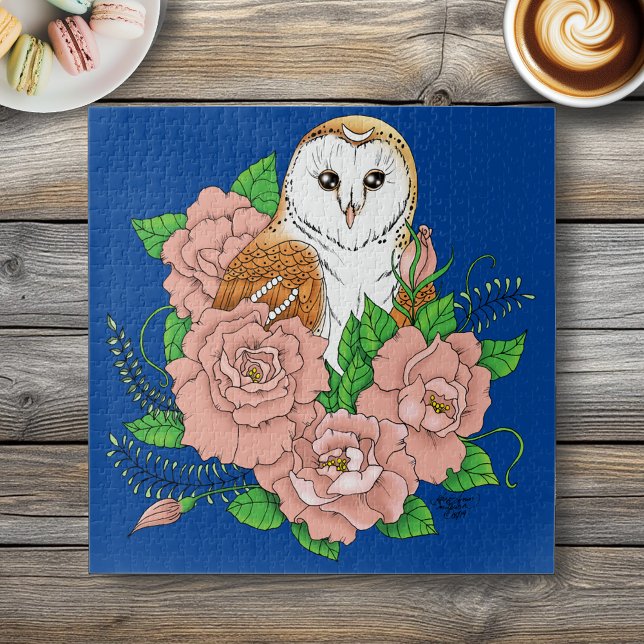 Stall Owl Pink Blume Blau Puzzle (Von Creator hochgeladen)