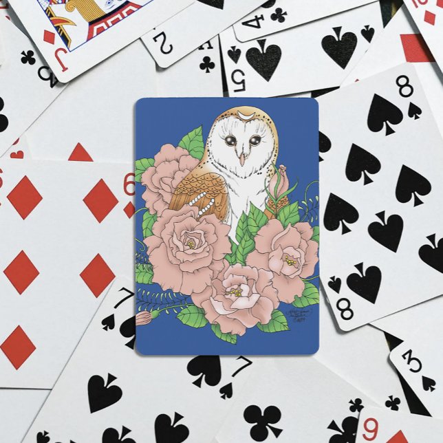 Stall Owl Pink Blume Blau Spielkarten (Von Creator hochgeladen)