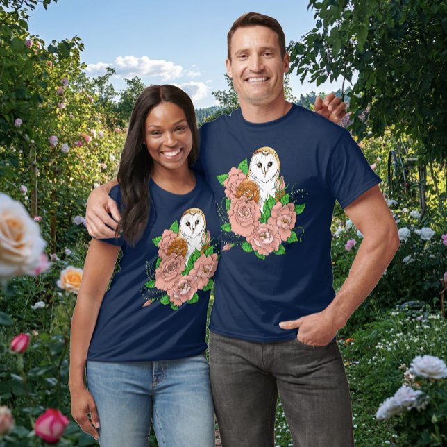 Stall Owl Pink Blume Blau T-Shirt (Von Creator hochgeladen)