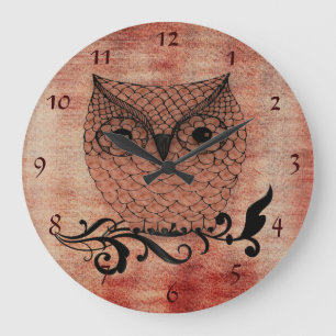 Stall Owl Whimsisches Land Große Wanduhr