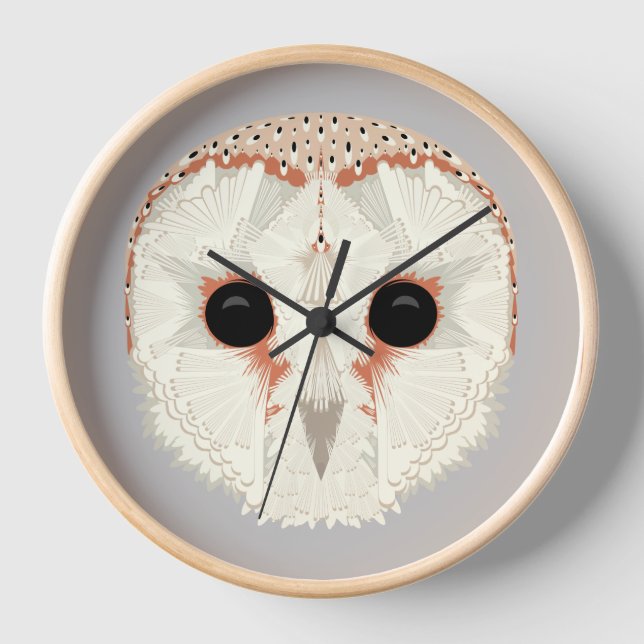 Stall Owl Wood Gerahmt Clock Uhr (Vorderseite)